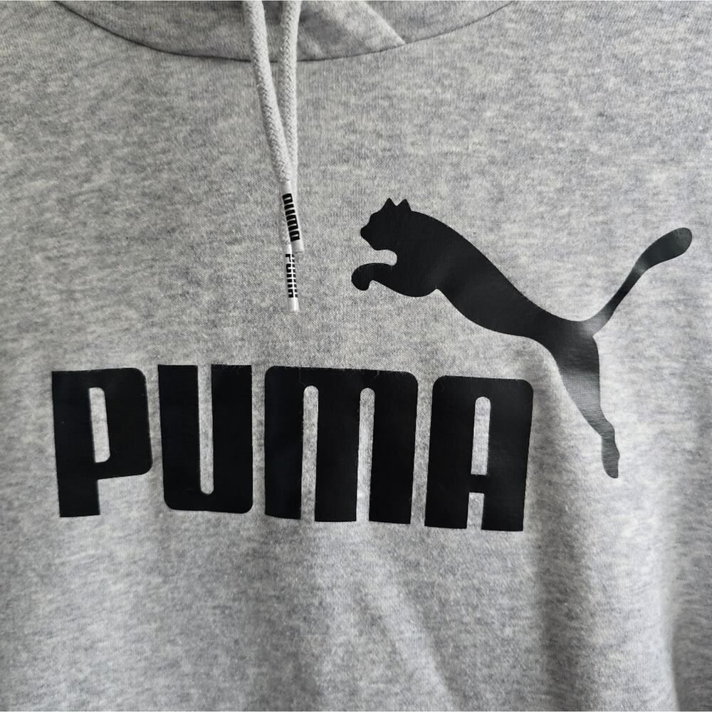PUMA Gray Pullover Soft Comfy Hoodie‎ Black Logo Women's Large - Picture 3 of 11